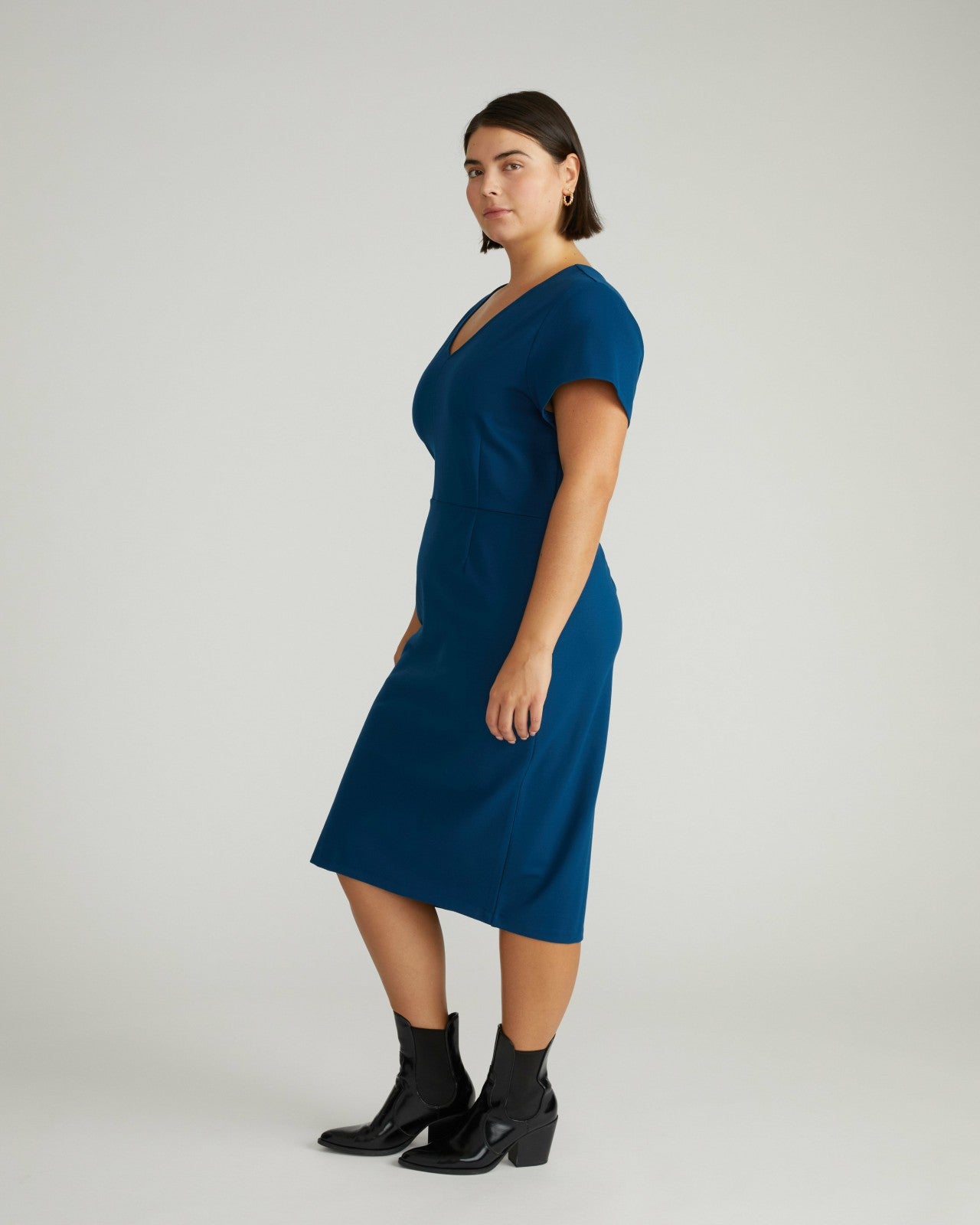 Universal Standard Executive V Neck Ponte Dress - Deep Teal
