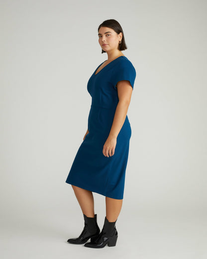 Universal Standard Executive V Neck Ponte Dress - Deep Teal