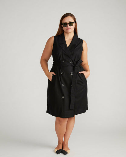 Universal Standard Hudson Linen Blend Trench Dress - Black