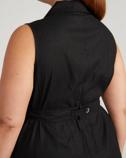 Universal Standard Hudson Linen Blend Trench Dress - Black