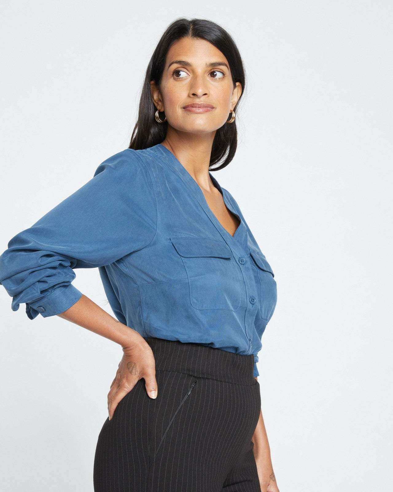 Universal Standard Smart Signature Ponte Pants - Slate Pinstripe