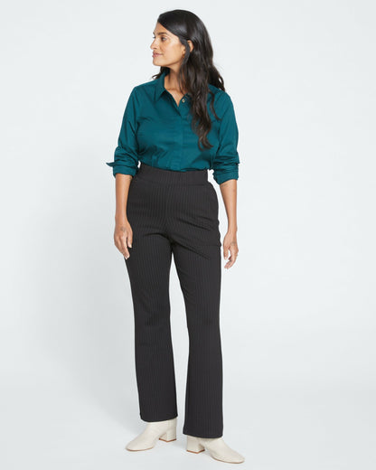 Universal Standard Pull On Bootcut Ponte Pants - Slate Pinstripe