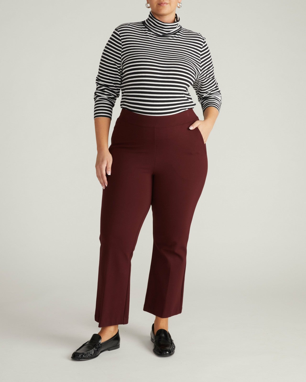 Universal Standard Amaya Ponte Kick Flare Pants - Black Cherry