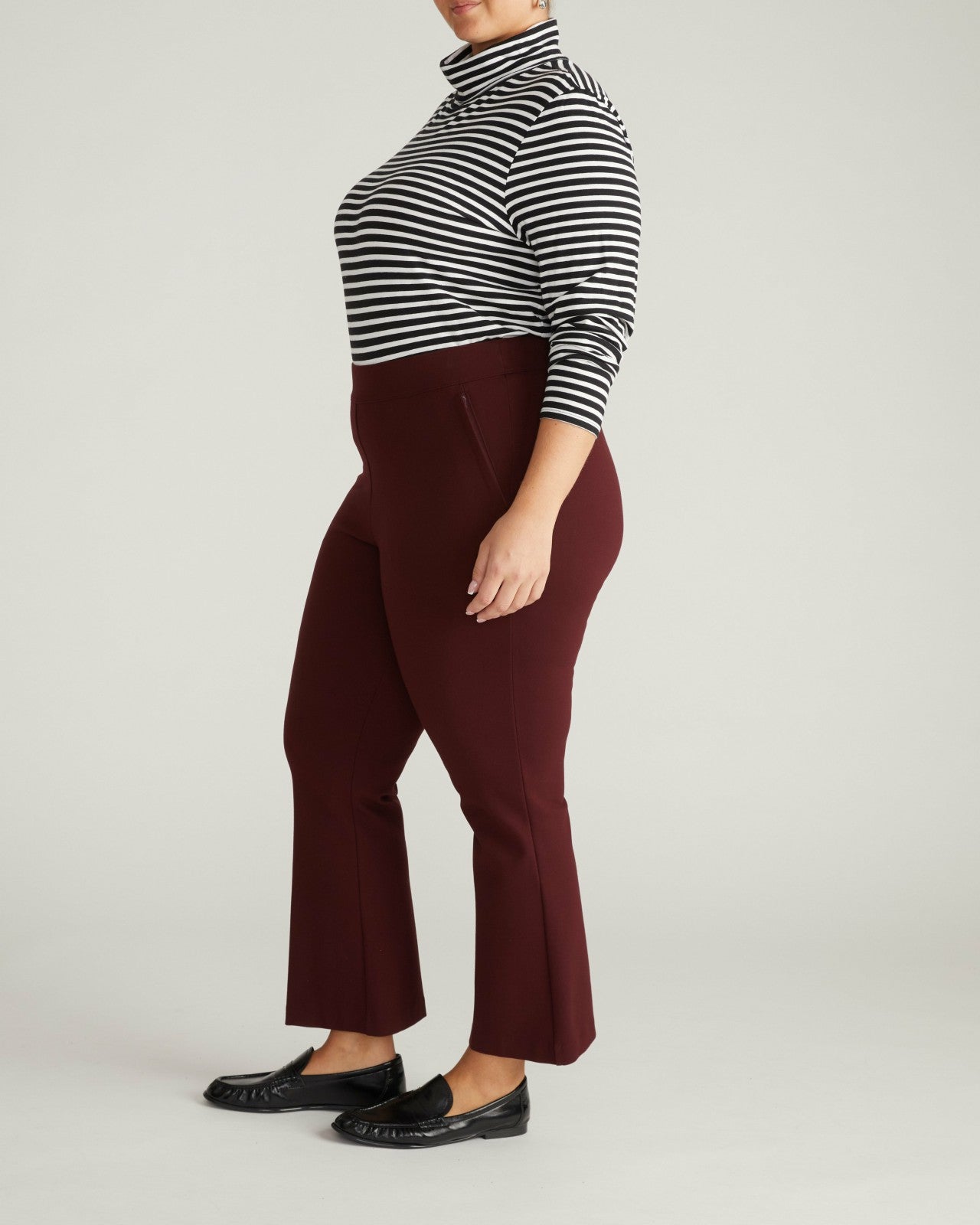 Universal Standard Amaya Ponte Kick Flare Pants - Black Cherry
