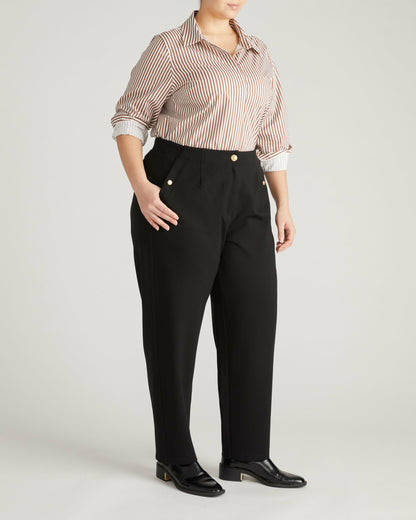 Universal Standard Audrey Tailored Ponte Pants - Black with Gold Buttons