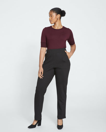 Universal Standard Smart Signature Ponte Pants Long - Slate Pinstripe