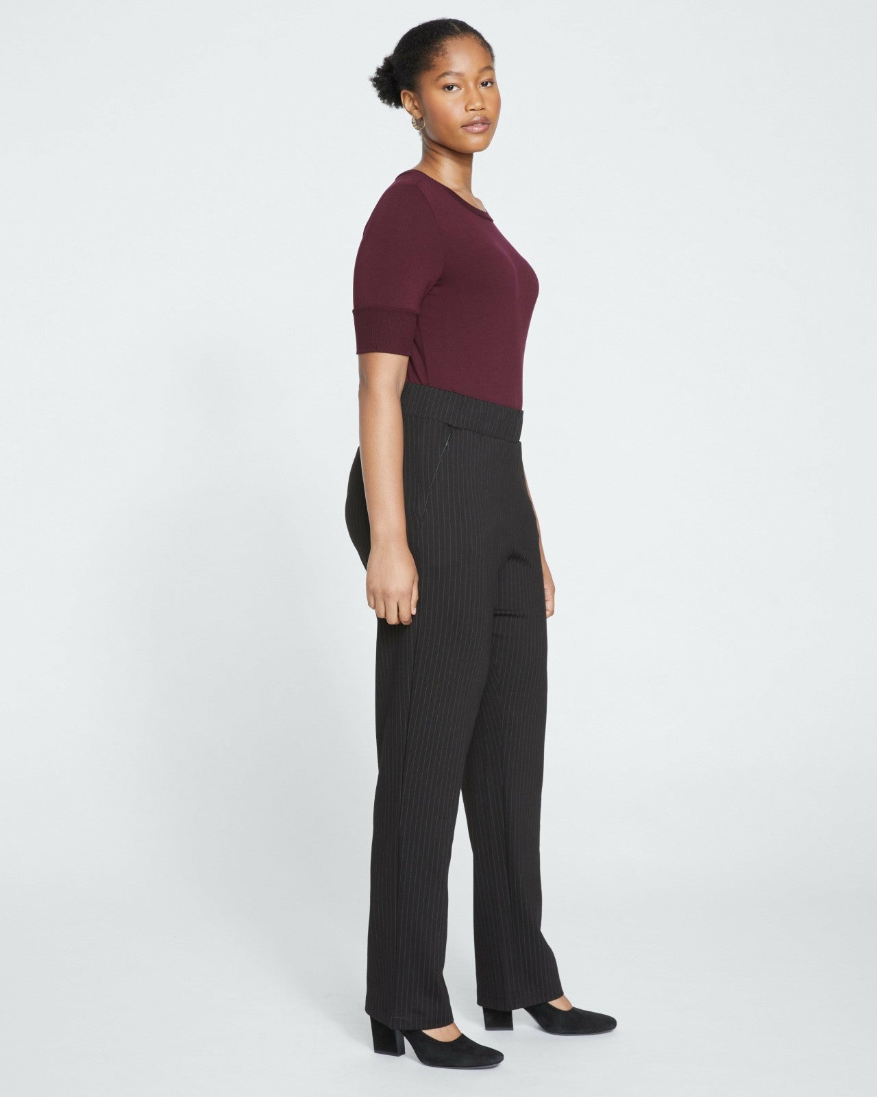 Universal Standard Smart Signature Ponte Pants Long - Slate Pinstripe