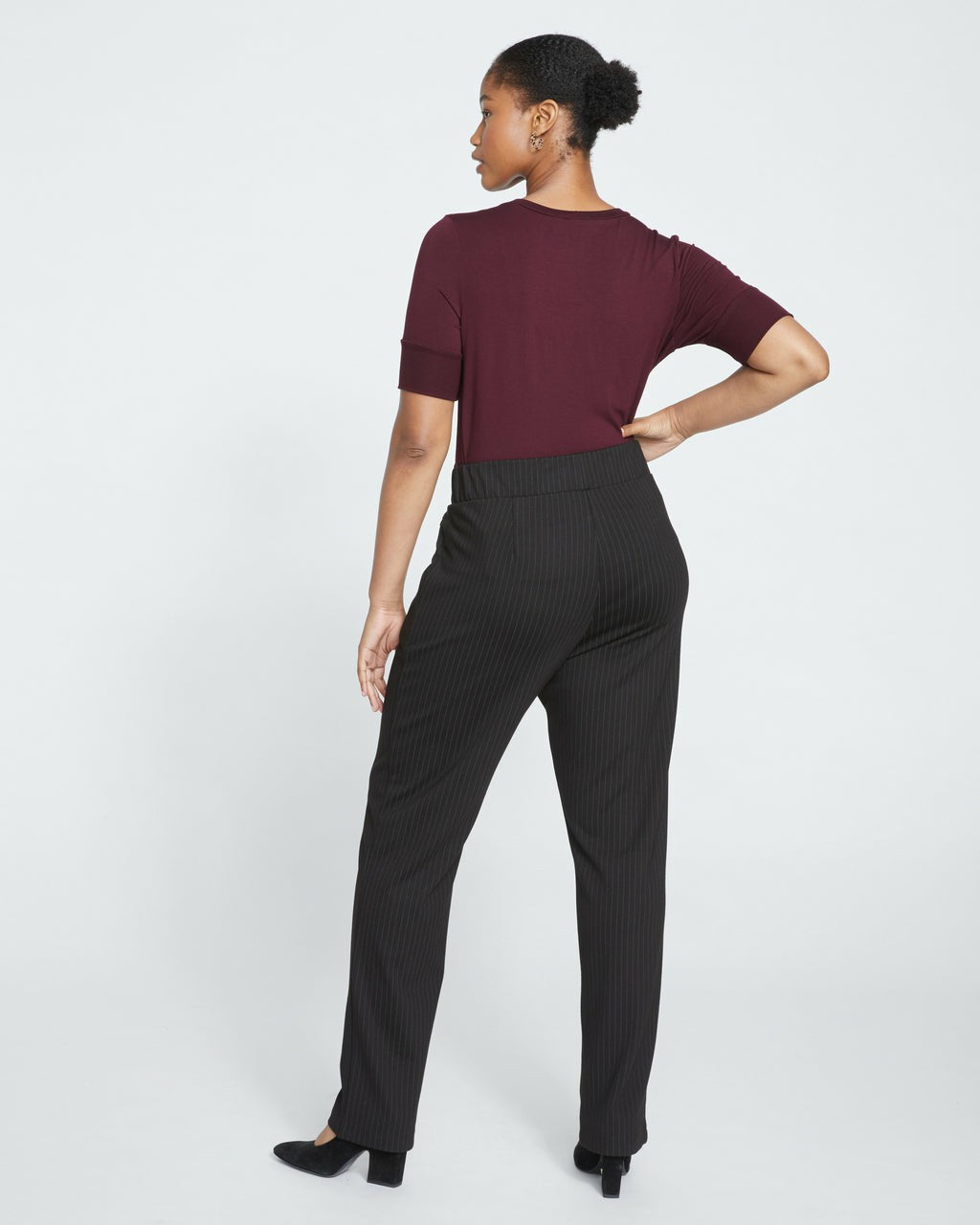 Universal Standard Smart Signature Ponte Pants Long - Slate Pinstripe
