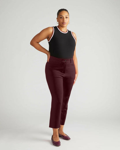 Universal Standard Long Cigarette Ponte Pants - Black Cherry