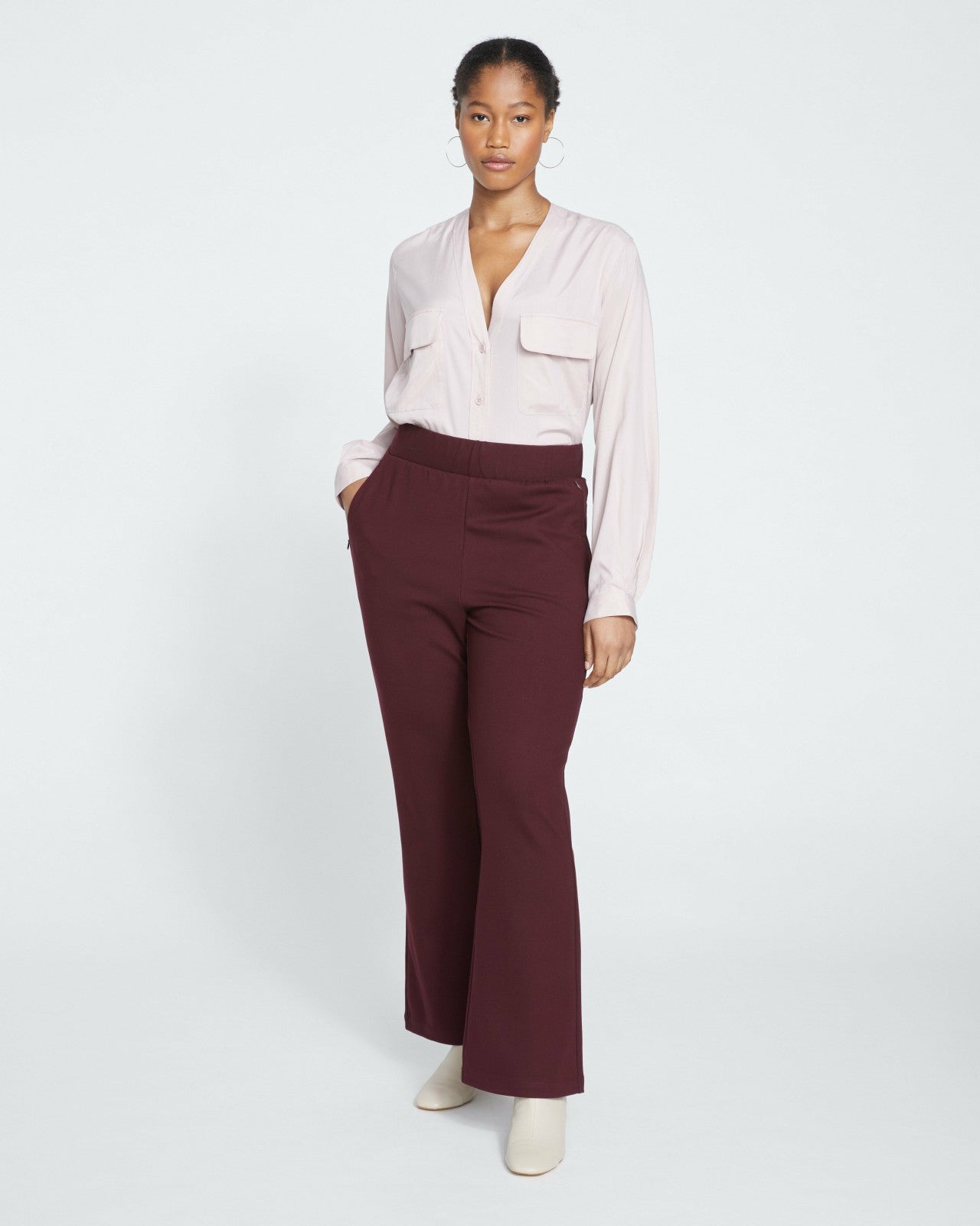Universal Standard Pull On Bootcut Ponte Pants - Black Cherry