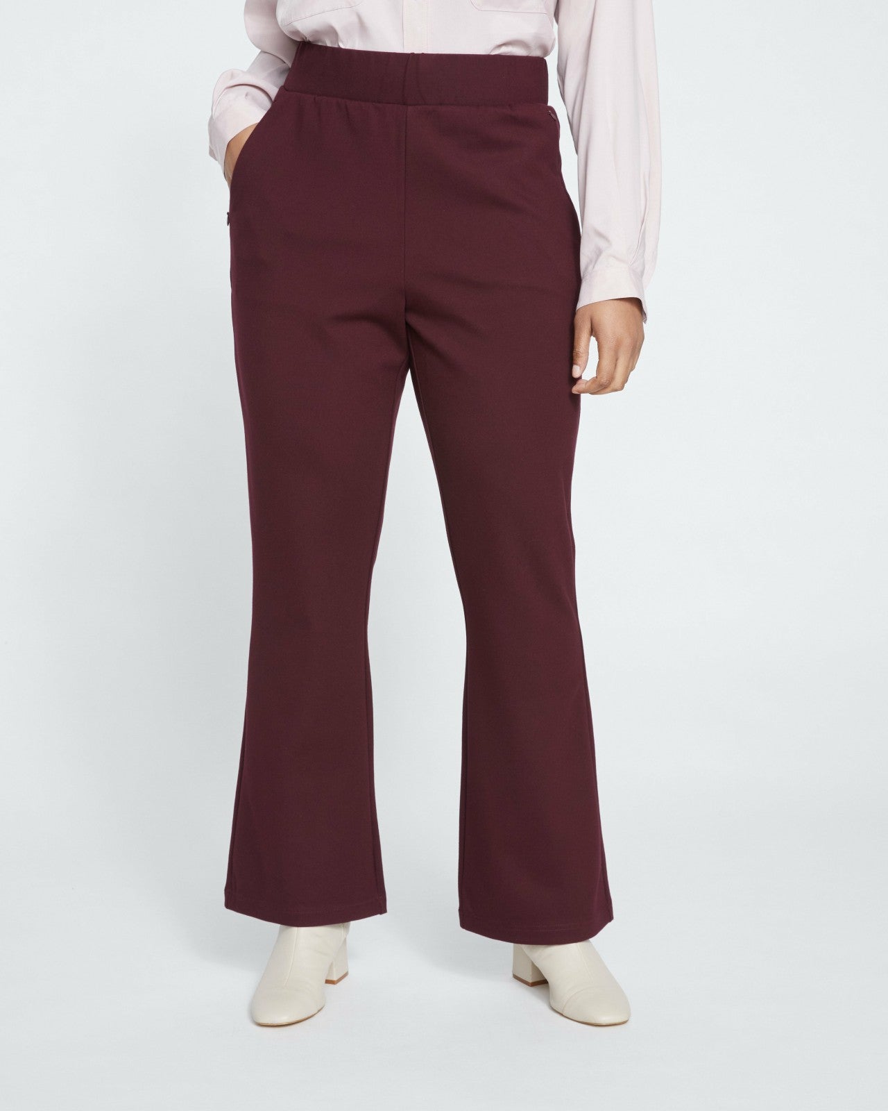 Universal Standard Pull On Bootcut Ponte Pants - Black Cherry