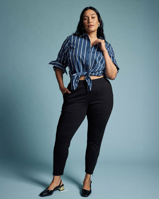 Universal Standard Moro Pocket Signature Ponte Pants - Slate Pinstripe