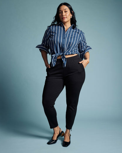 Universal Standard Moro Pocket Signature Ponte Pants - Slate Pinstripe