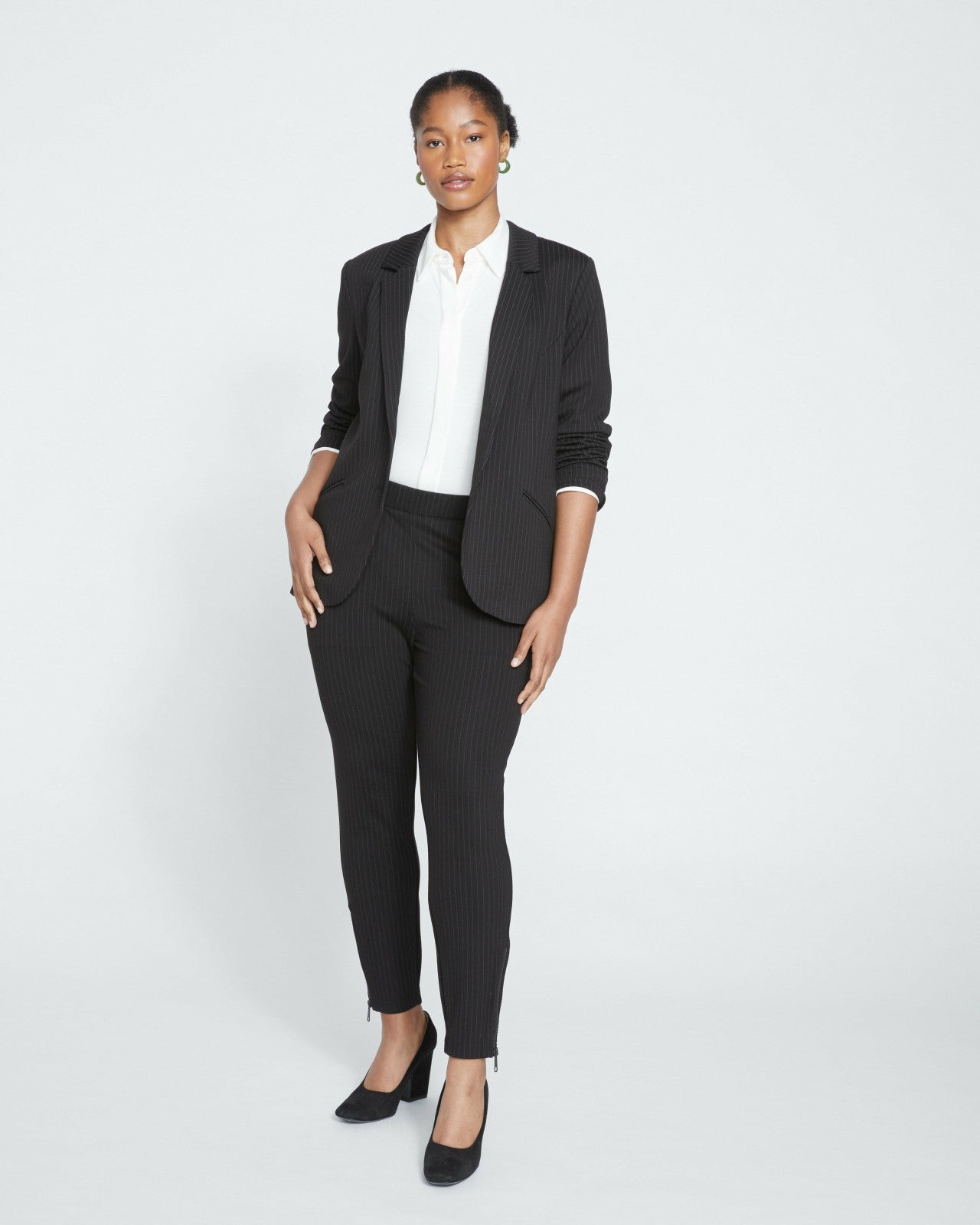 Universal Standard Moro Pocket Signature Ponte Pants - Slate Pinstripe