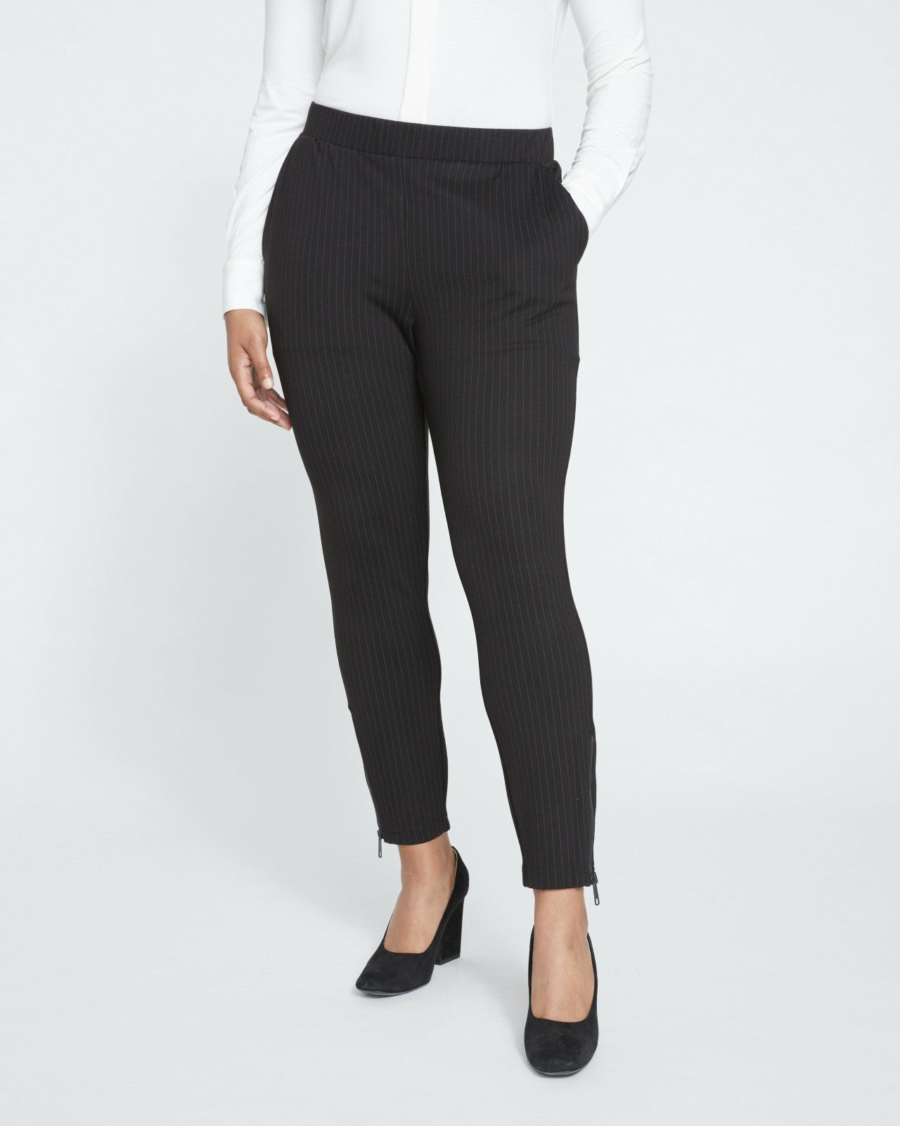 Universal Standard Moro Pocket Signature Ponte Pants - Slate Pinstripe