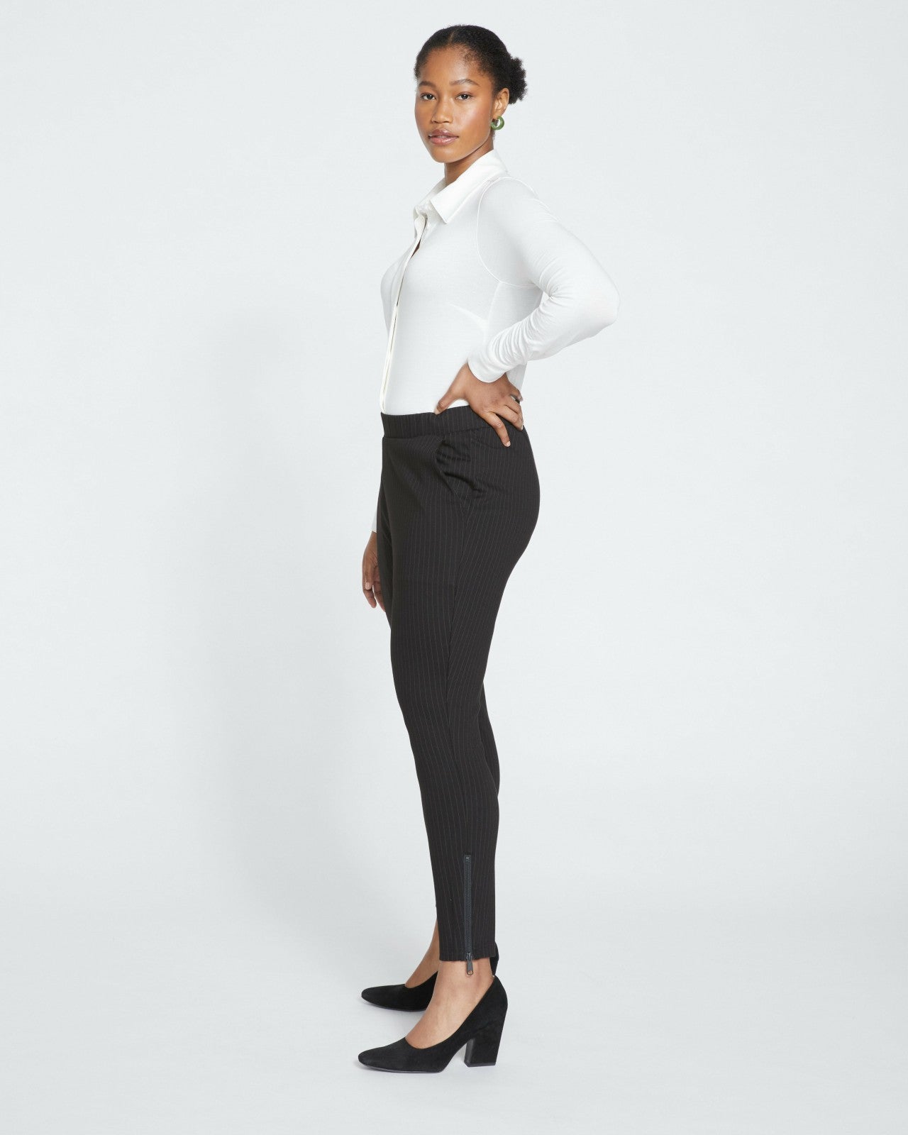 Universal Standard Moro Pocket Signature Ponte Pants - Slate Pinstripe