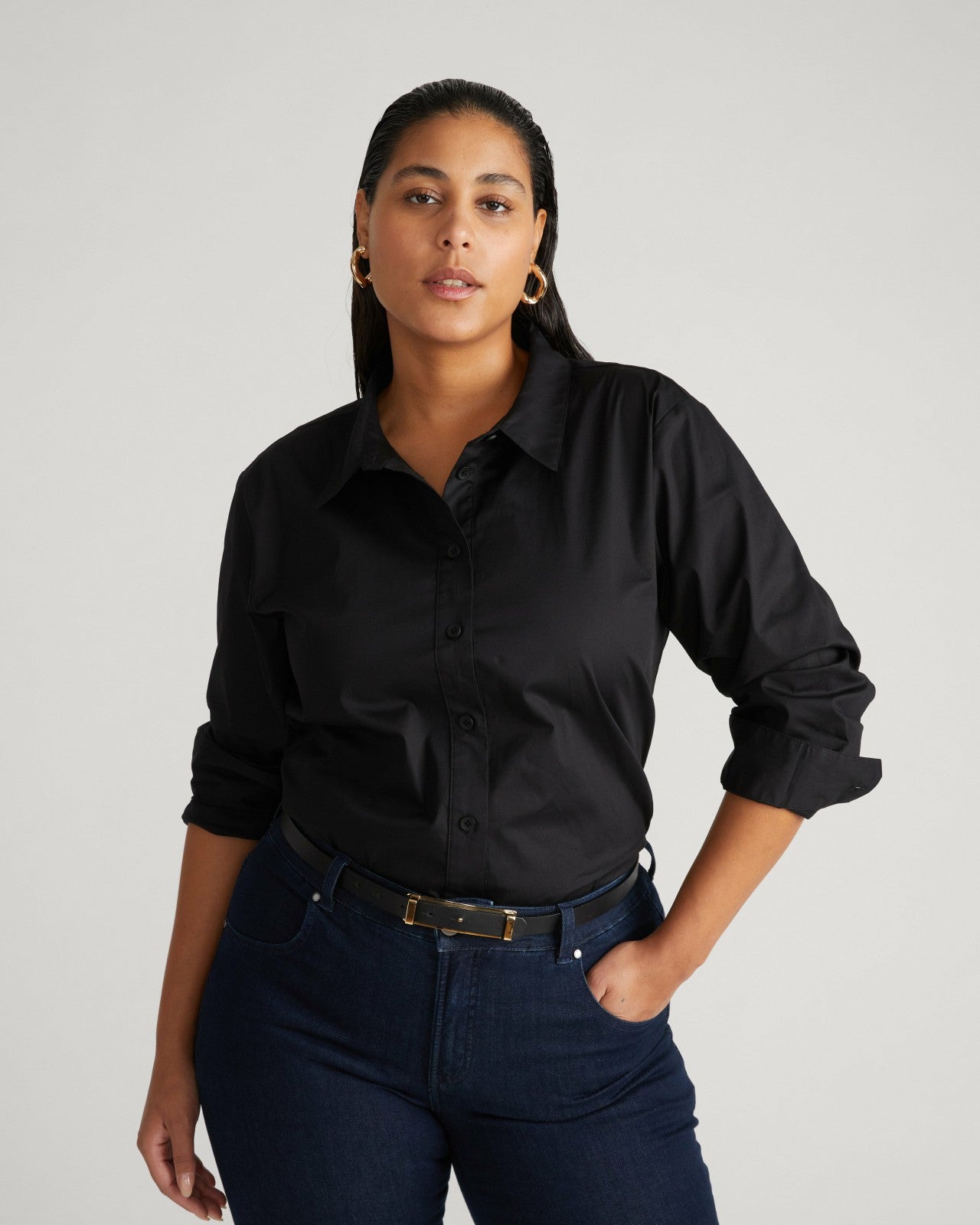 Universal Standard The Artist Poplin Shirt - Black
