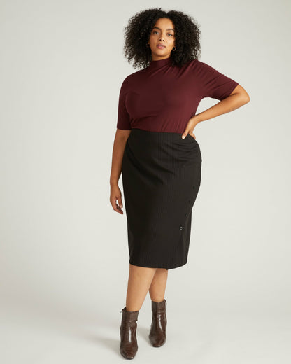 Universal Standard Anya Ponte Skirt - Slate Pinstripe