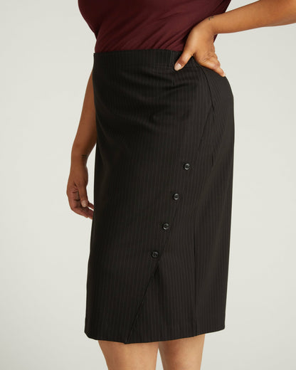 Universal Standard Anya Ponte Skirt - Slate Pinstripe