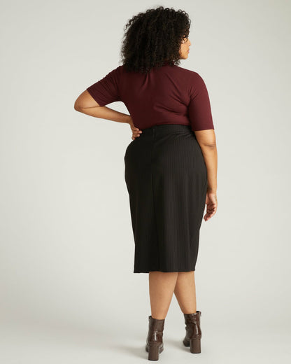 Universal Standard Anya Ponte Skirt - Slate Pinstripe