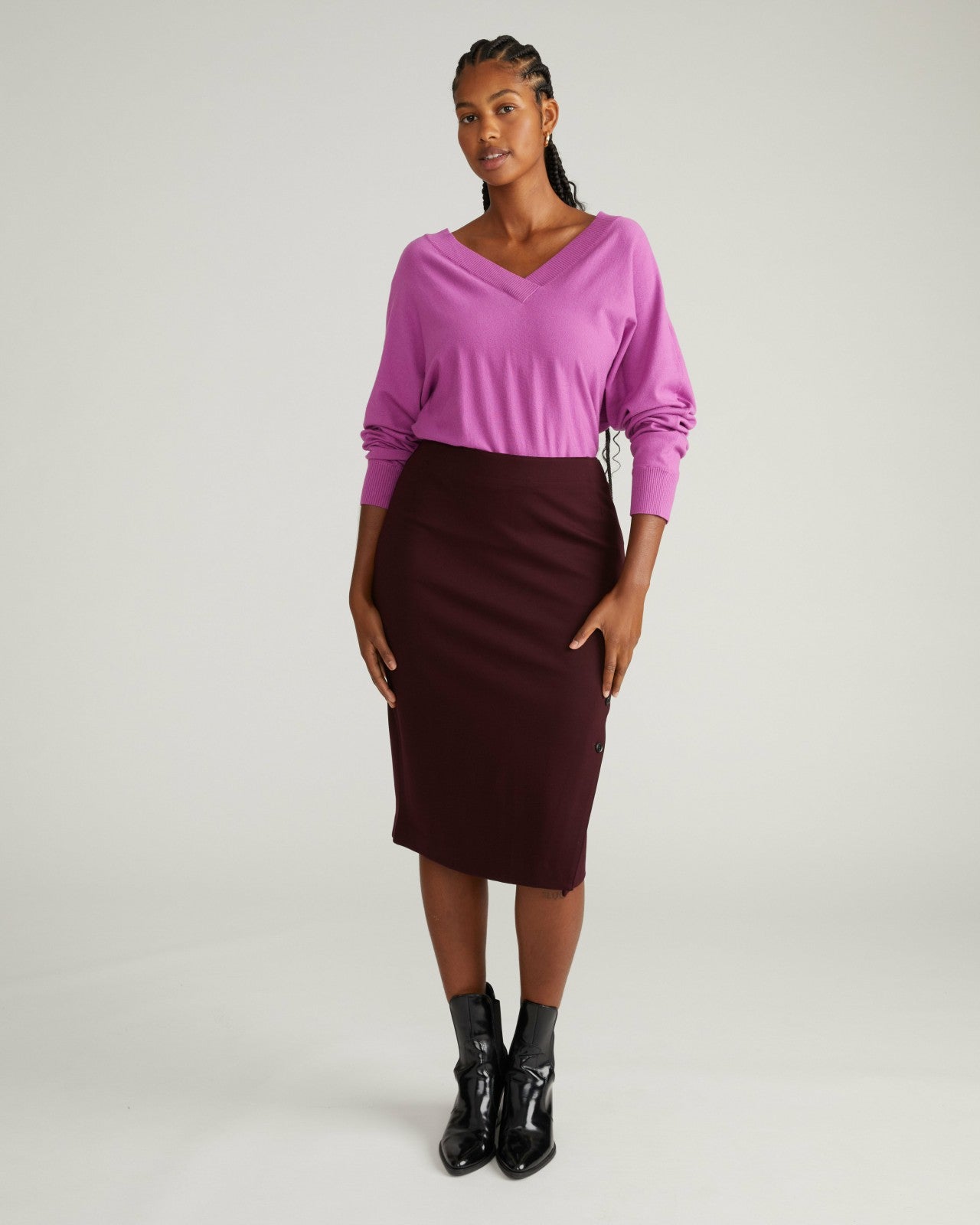 Universal Standard Anya Ponte Skirt - Black Cherry