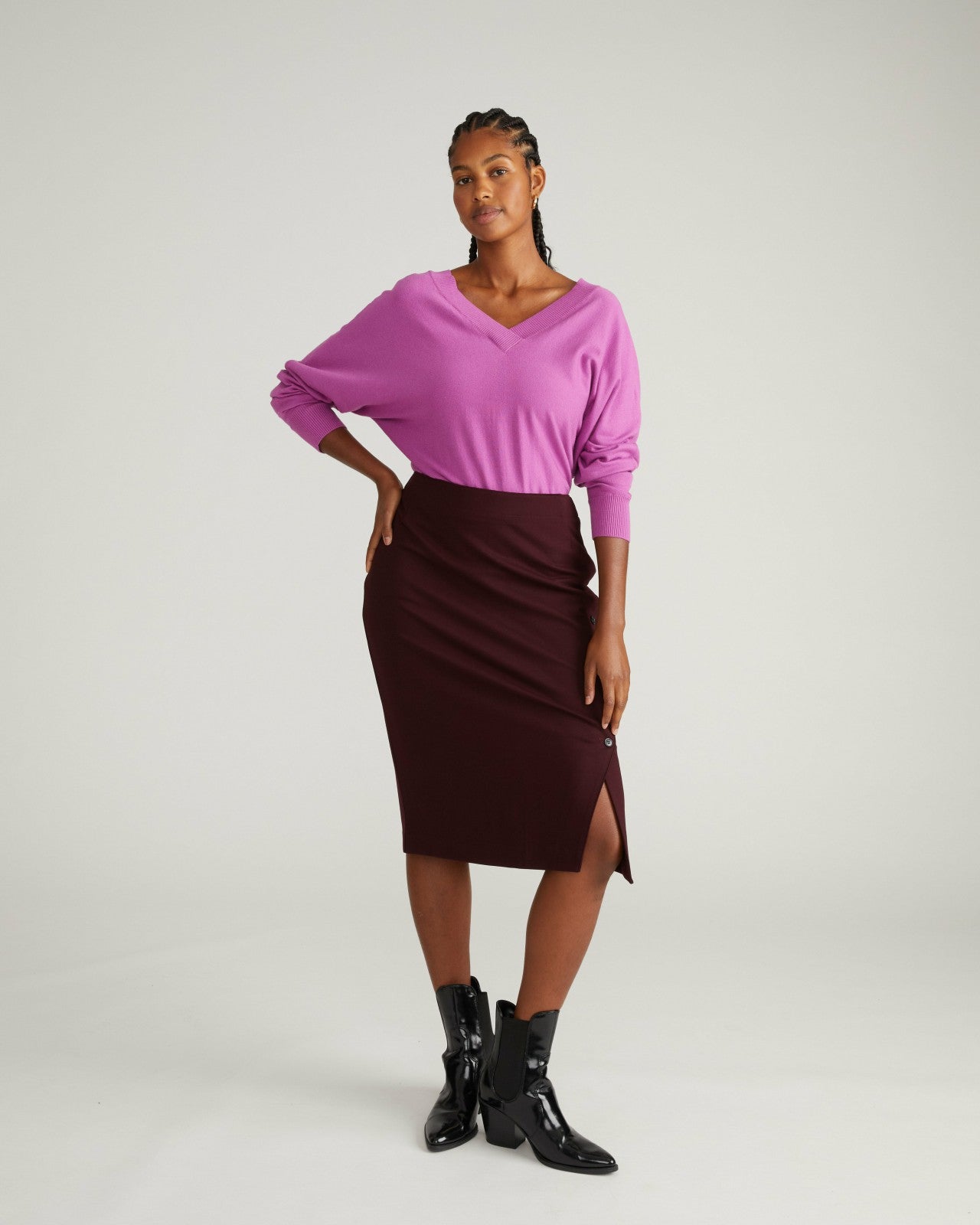 Universal Standard Anya Ponte Skirt - Black Cherry