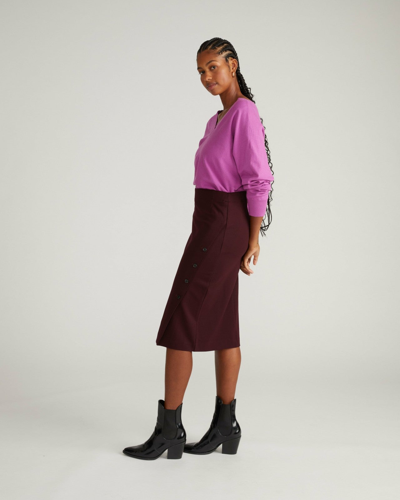 Universal Standard Anya Ponte Skirt - Black Cherry