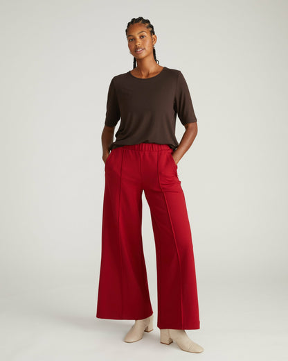 Universal Standard Pam Pintuck Wide Leg Ponte Pants - Garnet