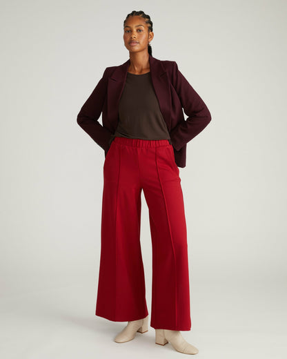 Universal Standard Pam Pintuck Wide Leg Ponte Pants - Garnet