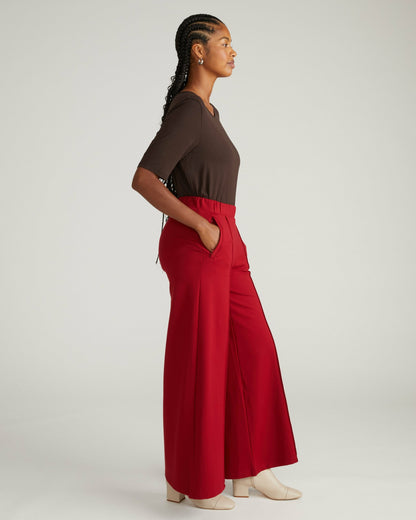 Universal Standard Pam Pintuck Wide Leg Ponte Pants - Garnet