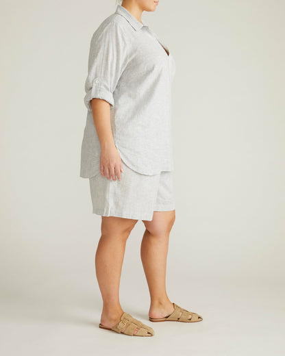 Universal Standard Juniper Linen Blend Easy Pull-On Shorts - Beach Stripe