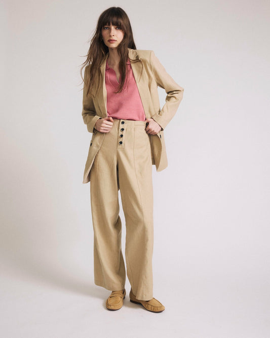 Universal Standard Coastal Linen Blend Pants - Danish Coffee