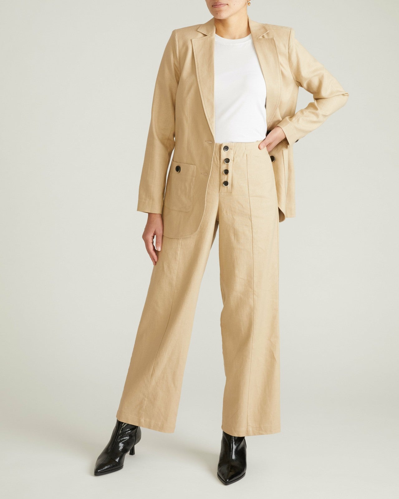 Universal Standard Coastal Linen Blend Pants - Danish Coffee