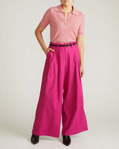 Universal Standard Palais Stretch Linen Blend Wide Leg Pant - Hyper Pink