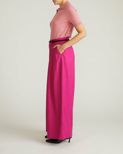 Universal Standard Palais Stretch Linen Blend Wide Leg Pant - Hyper Pink