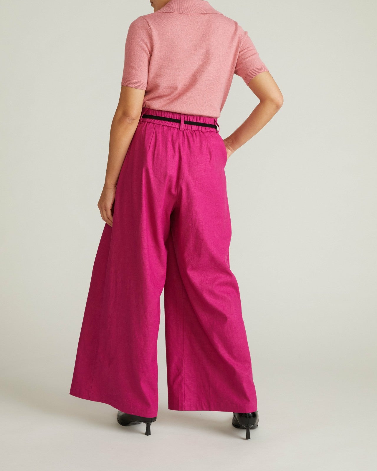 Universal Standard Palais Stretch Linen Blend Wide Leg Pant - Hyper Pink