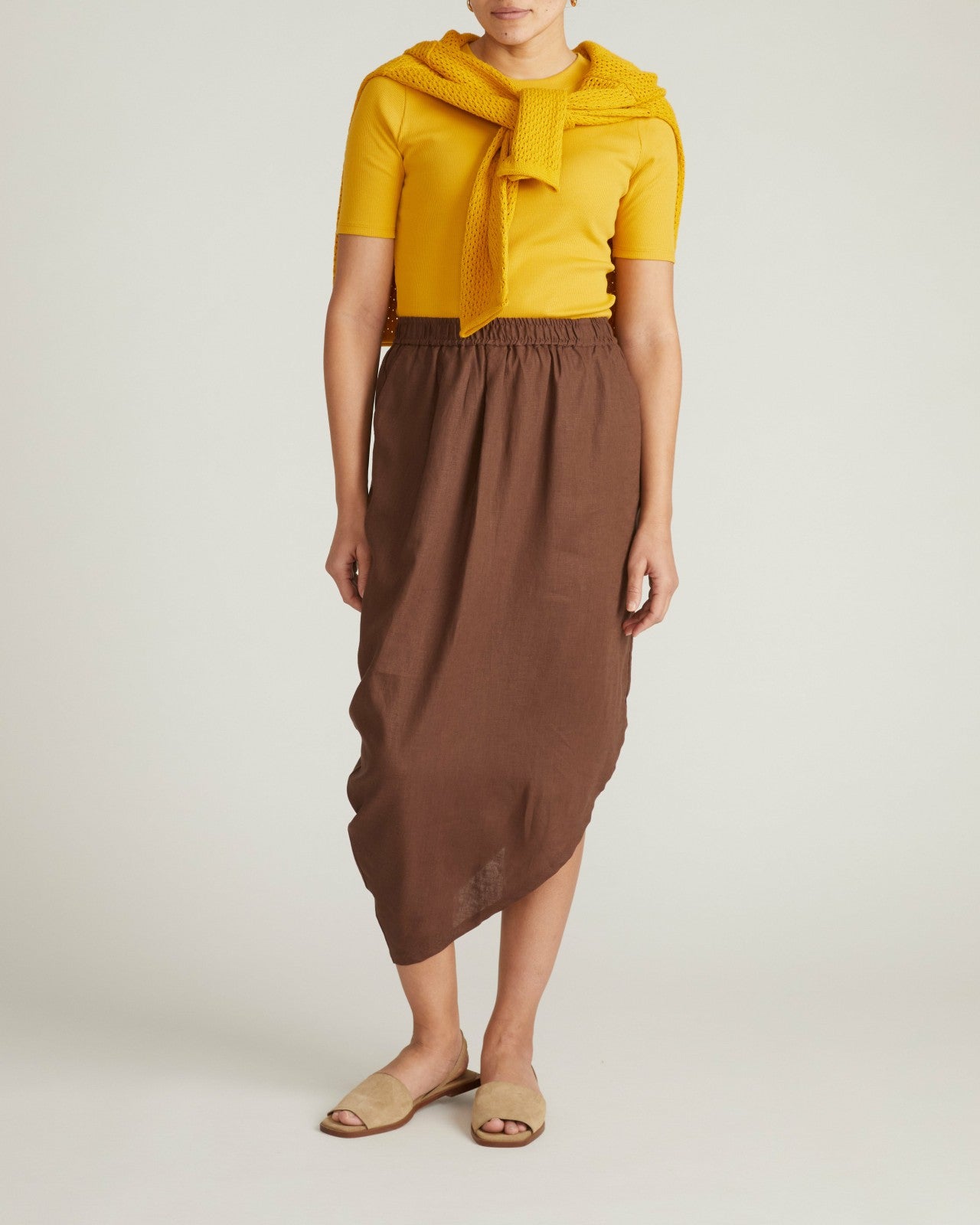 Universal Standard Geneva Linen Blend Skirt - Peppercorn