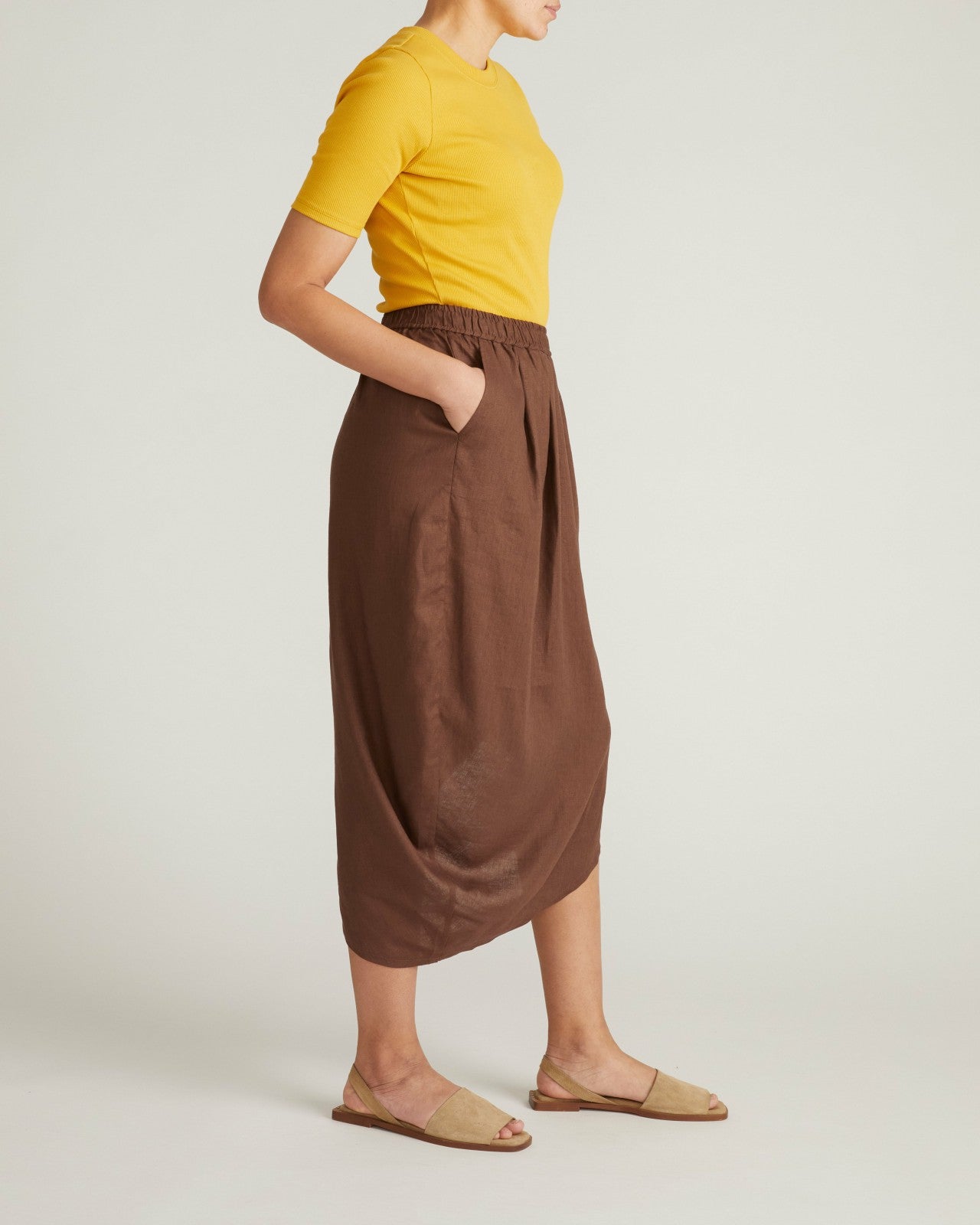 Universal Standard Geneva Linen Blend Skirt - Peppercorn