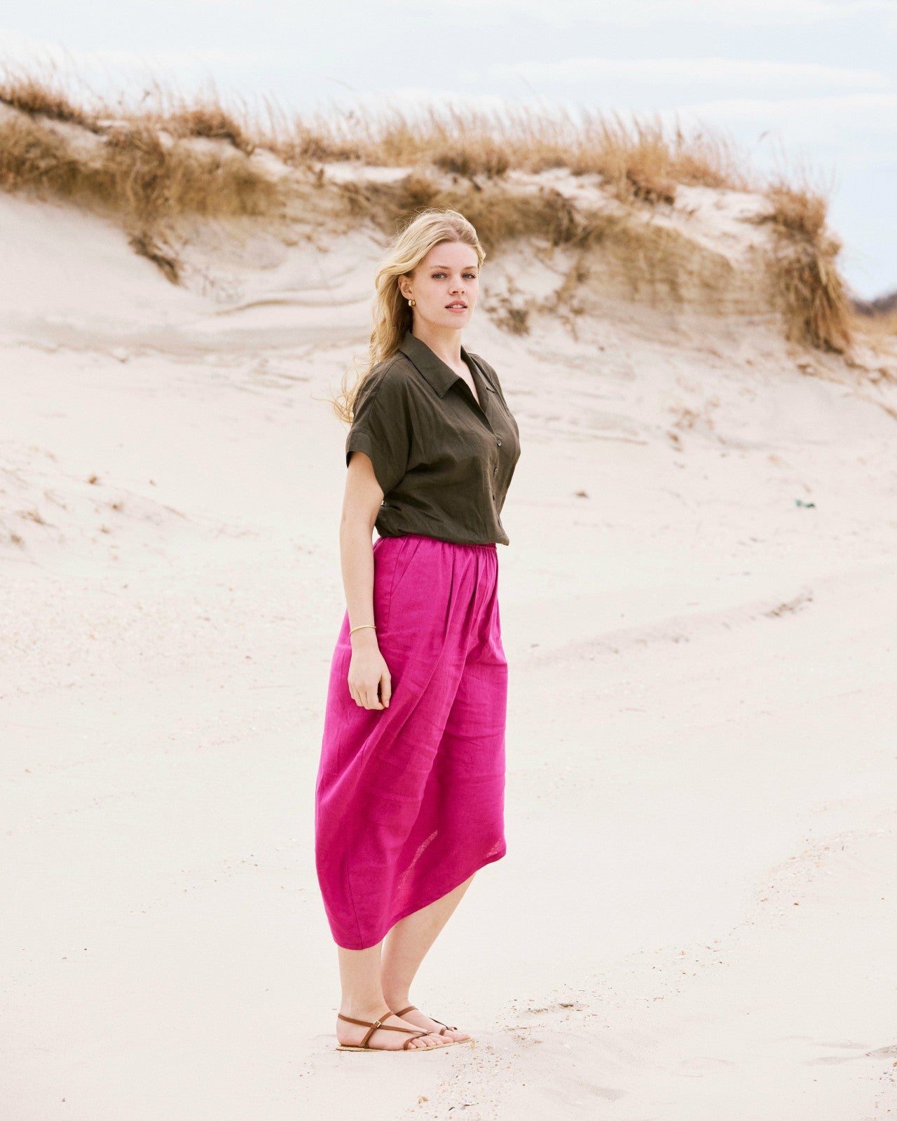 Universal Standard Geneva Linen Blend Skirt - Hyper Pink