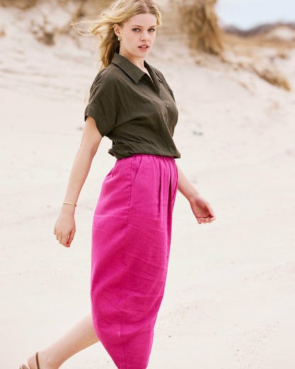 Universal Standard Geneva Linen Blend Skirt - Hyper Pink