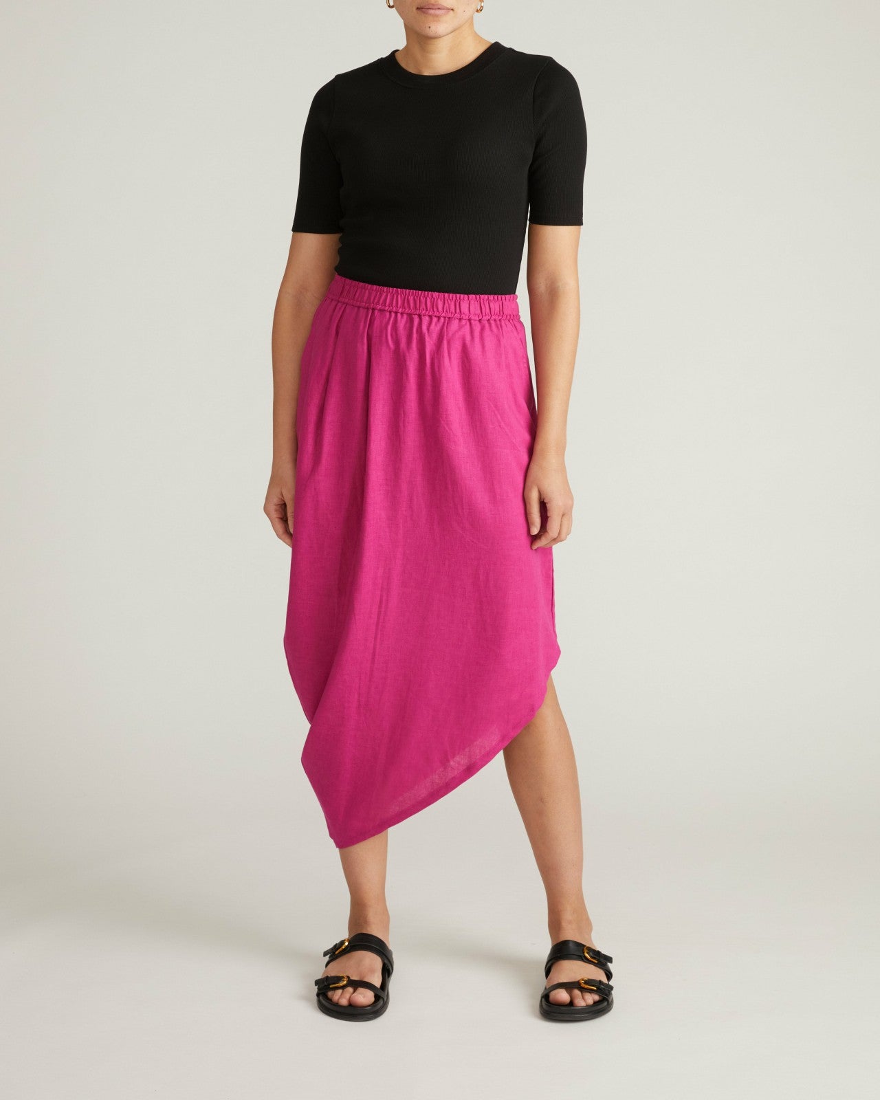 Universal Standard Geneva Linen Blend Skirt - Hyper Pink