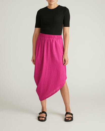 Universal Standard Geneva Linen Blend Skirt - Hyper Pink