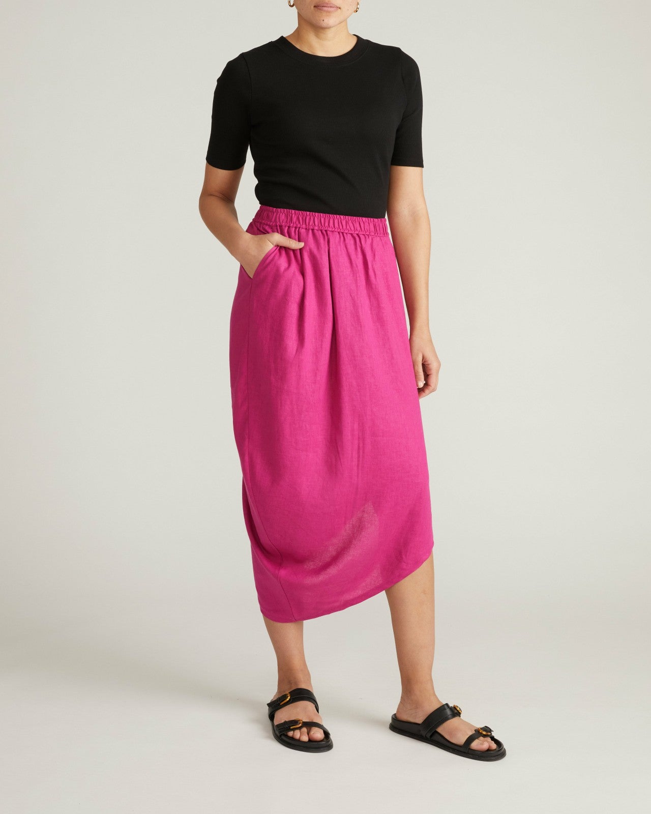 Universal Standard Geneva Linen Blend Skirt - Hyper Pink