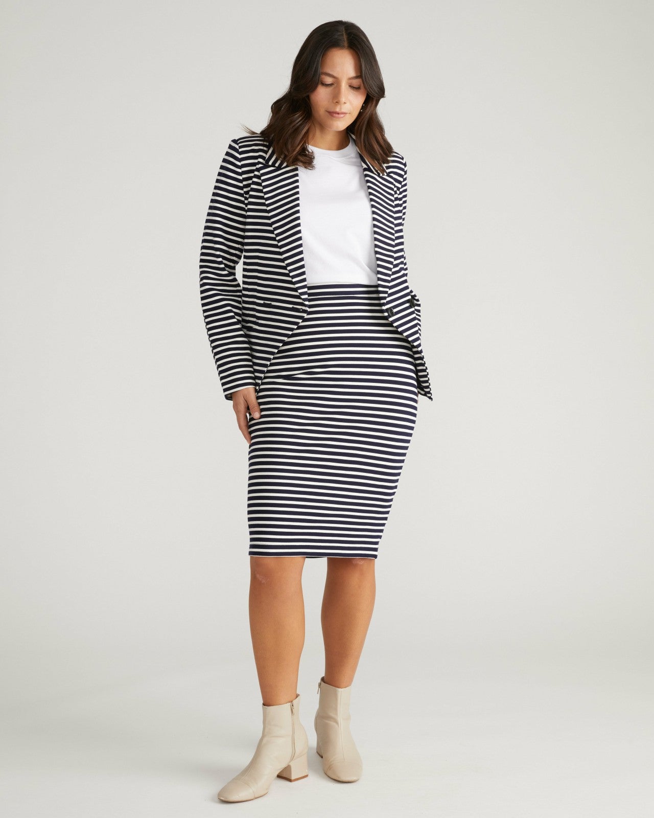 Universal Standard Danube Ponte Skirt - St. James Stripe