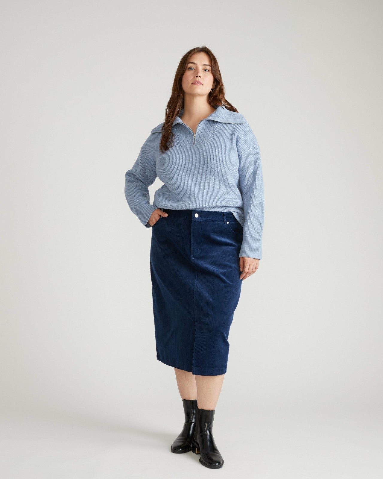 Universal Standard Suzi Corduroy Skirt - Pageant Blue