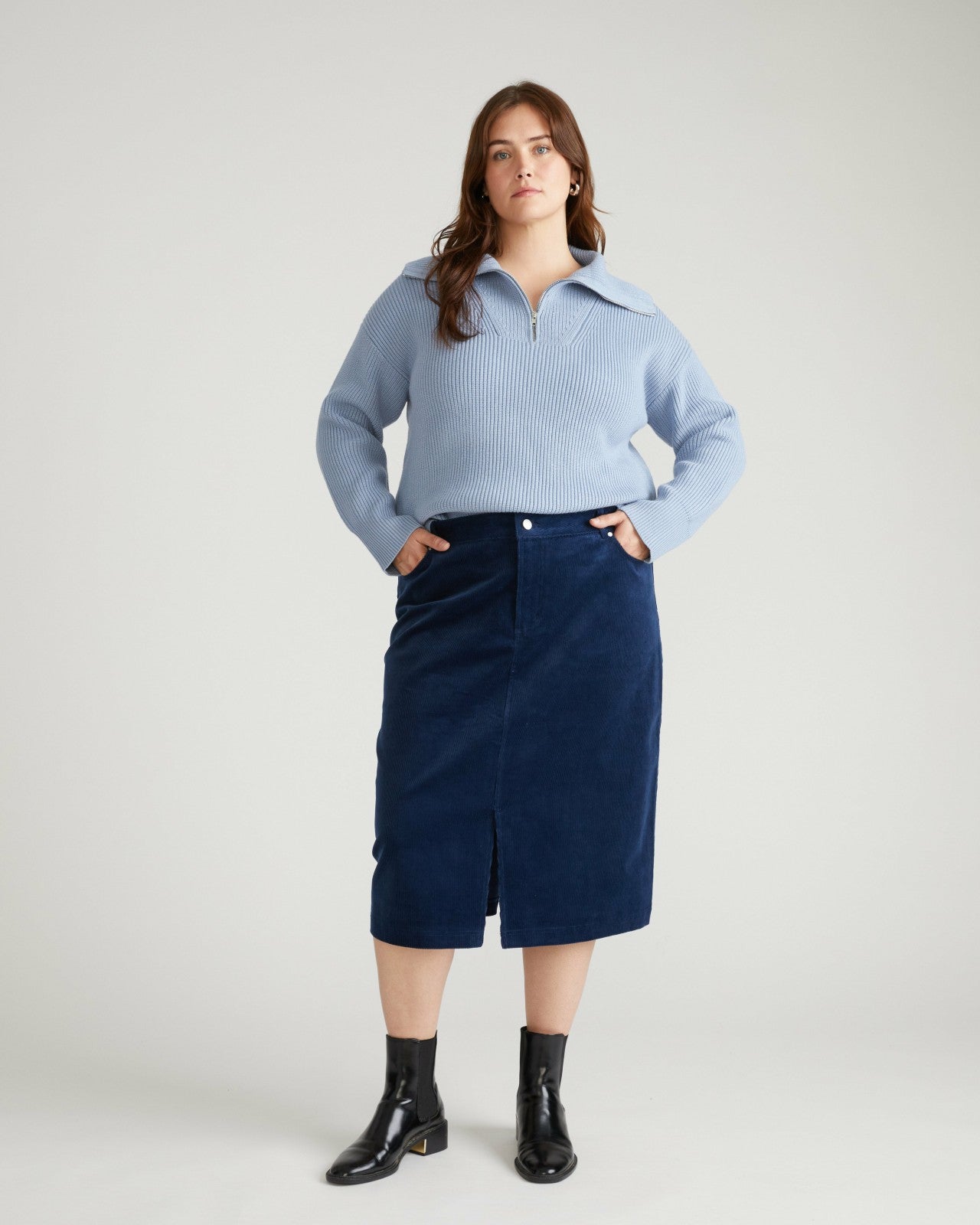 Universal Standard Suzi Corduroy Skirt - Pageant Blue
