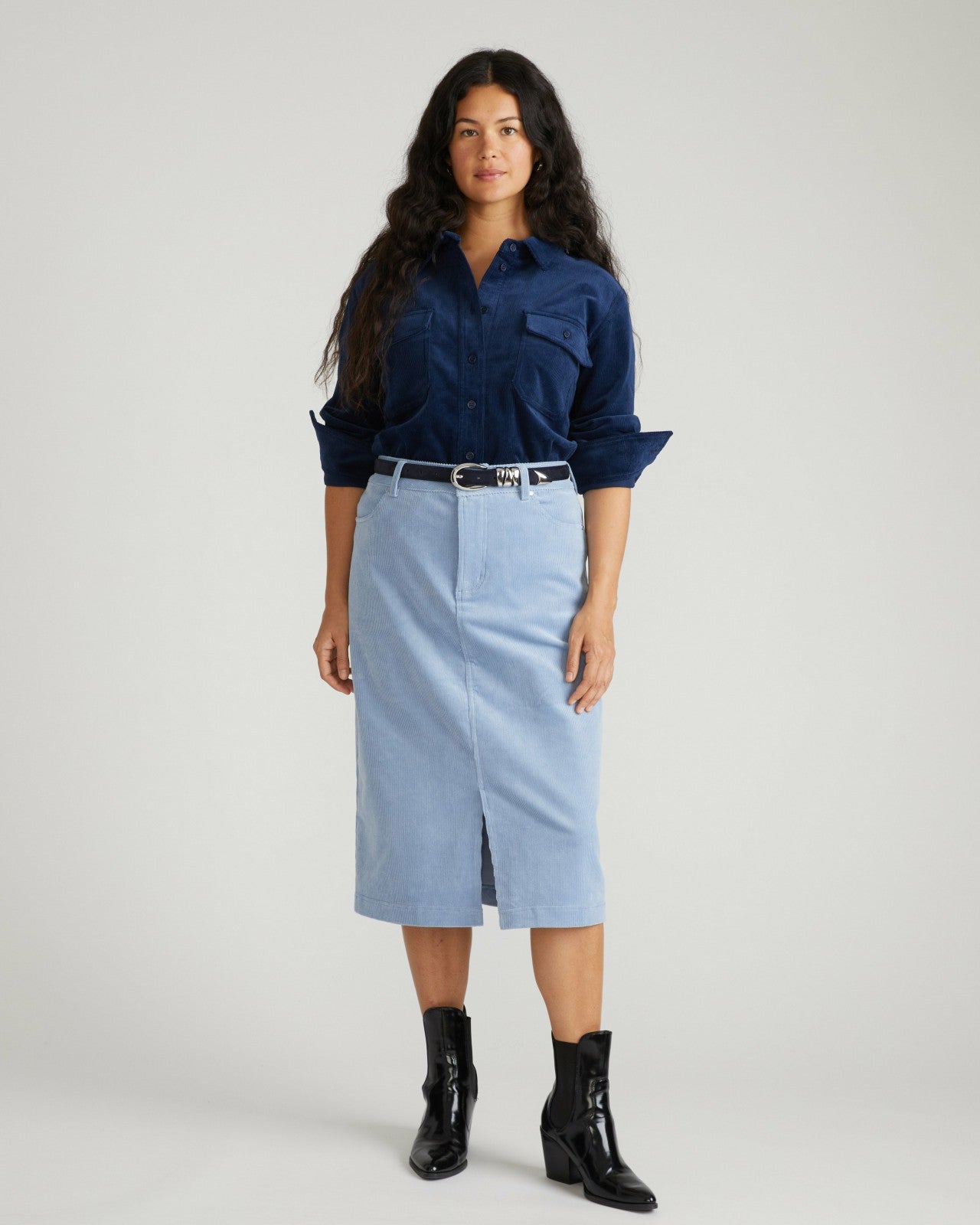 Universal Standard Suzi Corduroy Skirt - Washed Rain