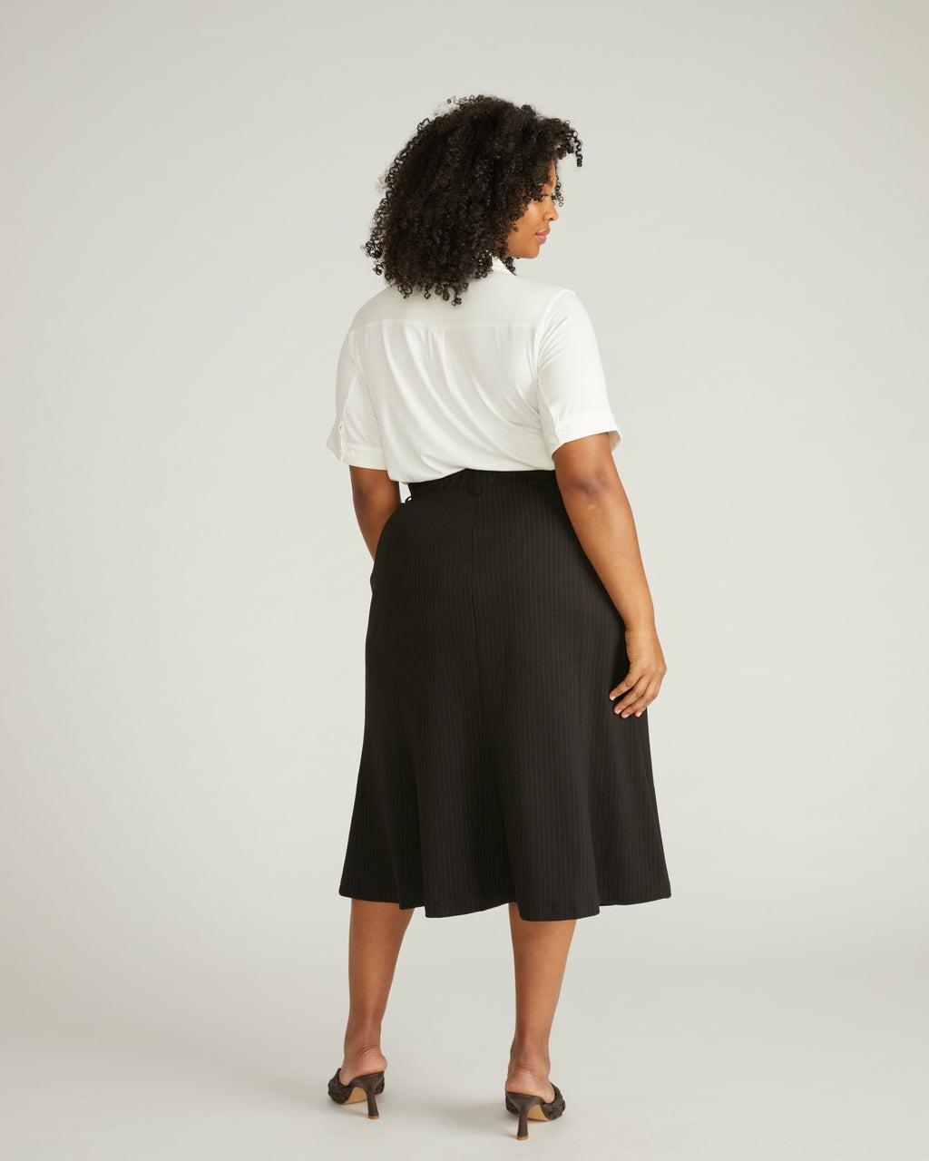 Universal Standard Carla Ponte Skirt - Slate Pinstripe