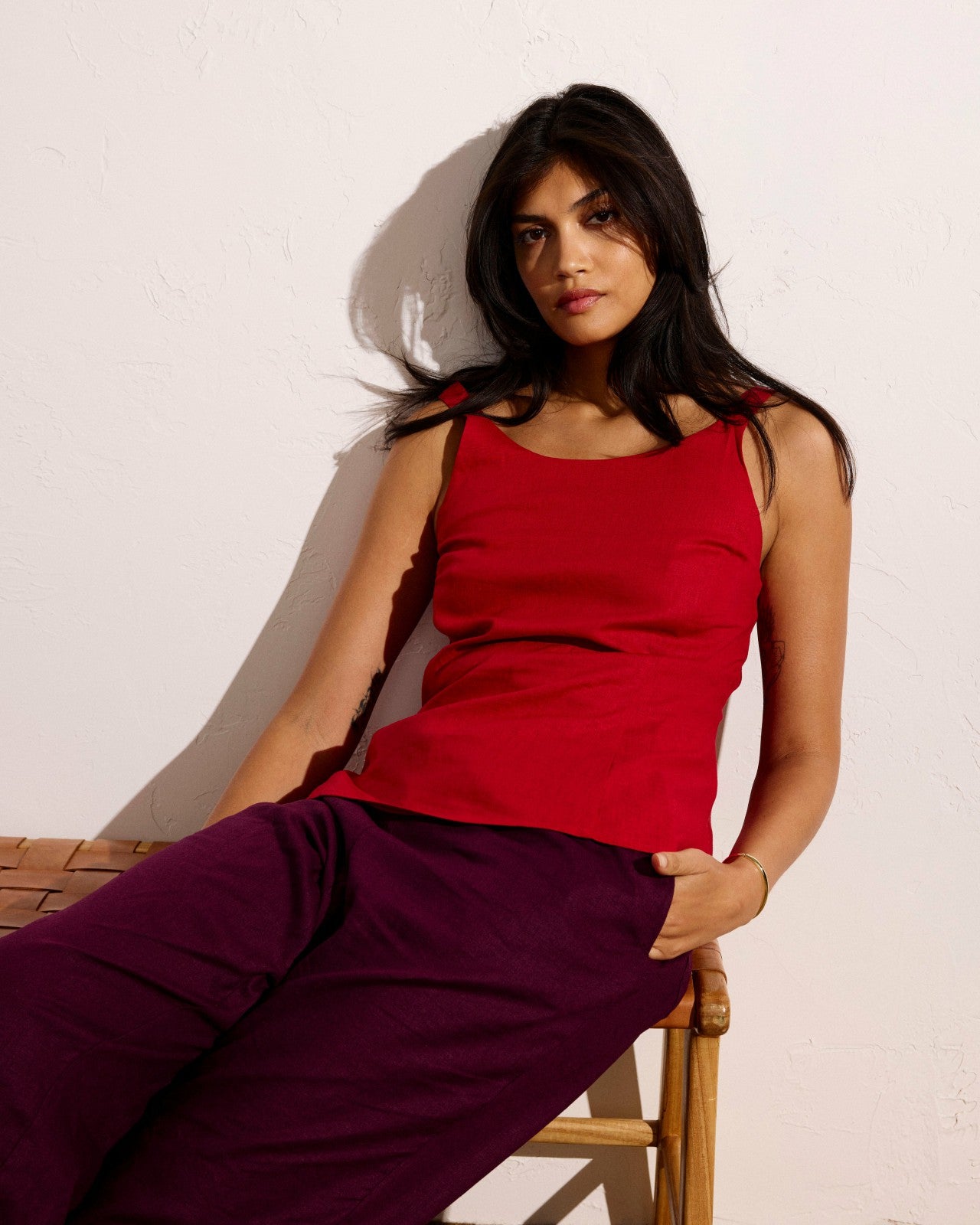 Universal Standard Iris Linen Blend Easy Pull-On Pants - Acai
