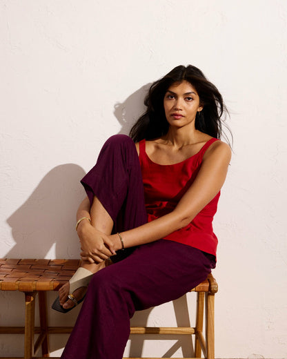 Universal Standard Iris Linen Blend Easy Pull-On Pants - Acai